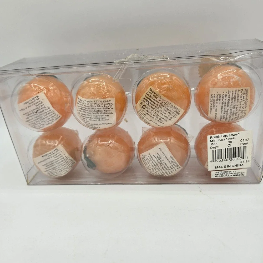Target Fresh Squeezed Summer Orange Shaped Fruit Candles Set‎ Of 8 New In Box